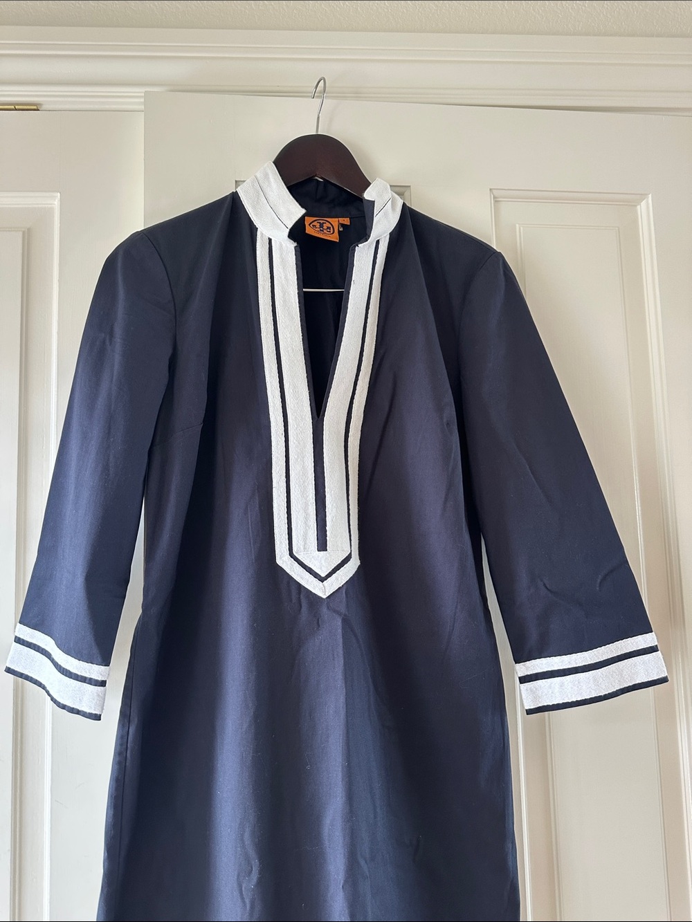 Tory Burch Navy Tunic Dress with White Contrast Trim size 6 - Picture 2 of 6
